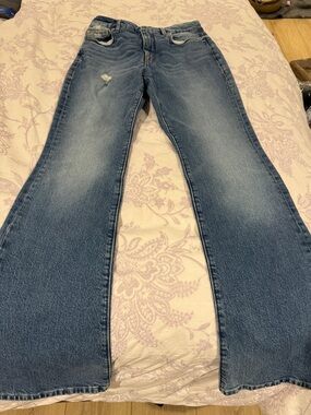Good American Washed Blue Flare Jeans